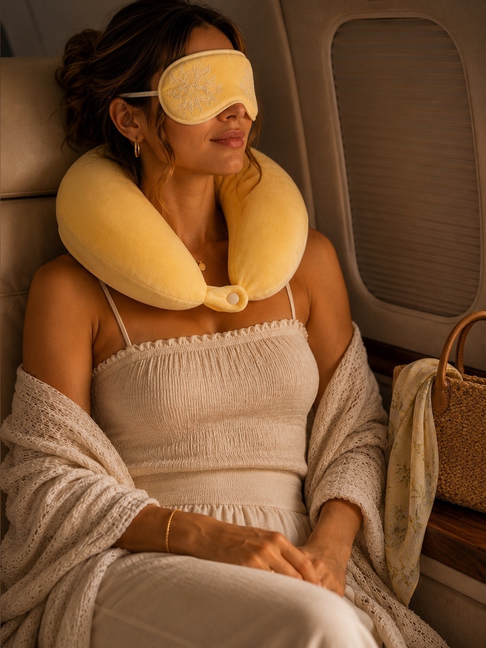 Wandering Moon | Butter Yellow Travel Comfort Set - Travel Pillow & Eye Mask